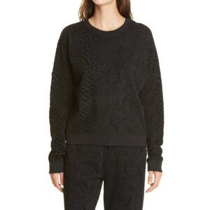 RAILS Marlo Black Flocked Cobra Sweater Zip Side Size L